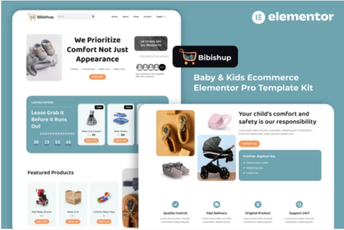 Bibishup - Baby & Kids Ecommerce Elementor Pro Template Kit