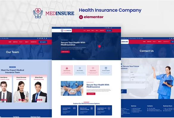 MedInsure - Health Insurance Company Elementor Pro Template Kit