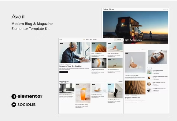Avail - Modern Blog & Magazine Elementor Template Kit