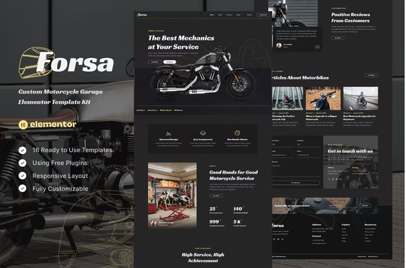 Forsa - Custom Motorcycle Garage Elementor Template Kit