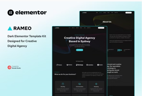 Rameo - Dark Digital Agency Elementor Template Kit