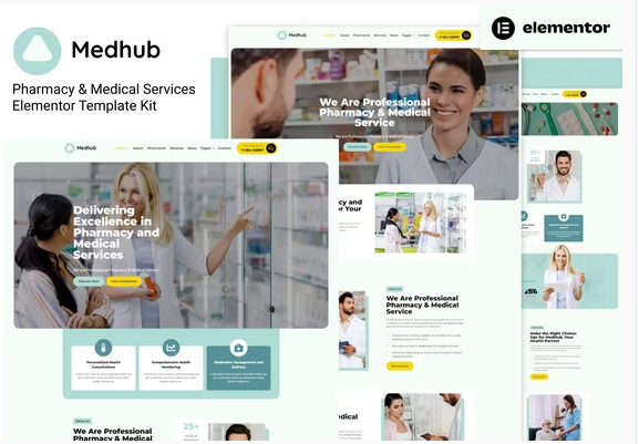 MedHub - Pharmacy & Medical Services Elementor Template Kit