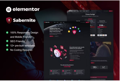 Sabernite - Cyber Security Services Elementor Pro Template Kit