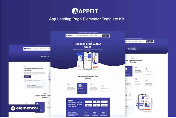 Appfit - App Landing Page Elementor Pro Template Kit