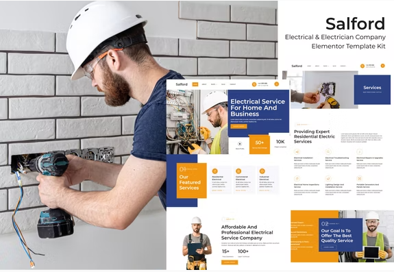 Salford - Electrical & Electrician Service Company Elementor Pro Template Kit