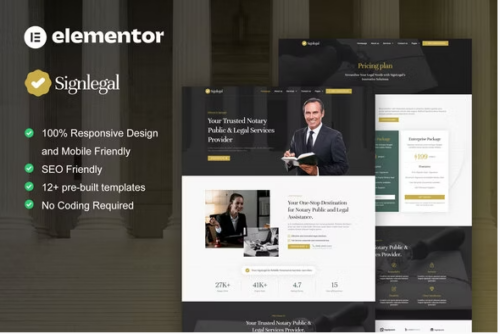 SignLegal - Notary Public & Legal Services Elementor Pro Template Kit