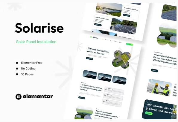 Solarise - Solar Panel Installation Elementor Template Kit
