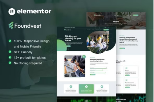 FoundVest - Finance & Investment Elementor Pro Template Kit