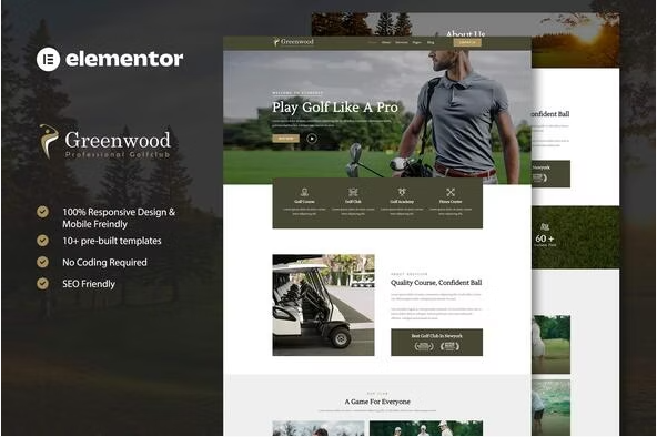 Greenwood - Golf Club & Academy Elementor Template Kit
