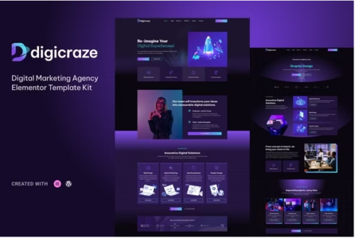 Digicraze - Digital Marketing Agency Elementor Pro Template Kit
