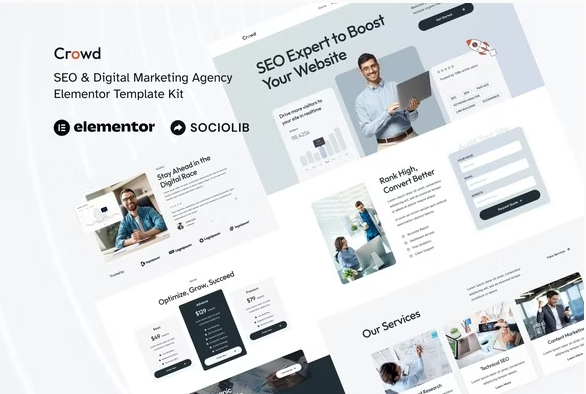 Crowd - SEO & Digital Marketing Agency Elementor Template Kit