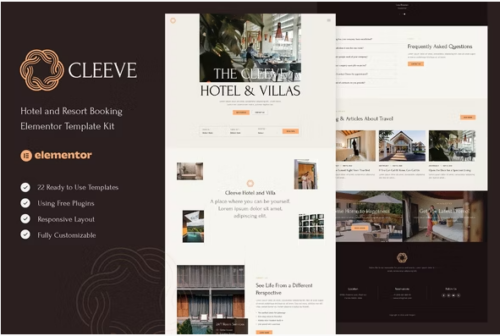Cleeve - Hotel and Resort Booking Elementor Template Kit