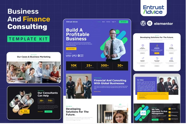 Entrust Advice - Business & Finance Consulting Elementor Template Kit