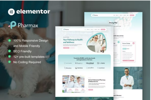 Pharmax - Pharmacy & Medical Elementor Pro Template Kit