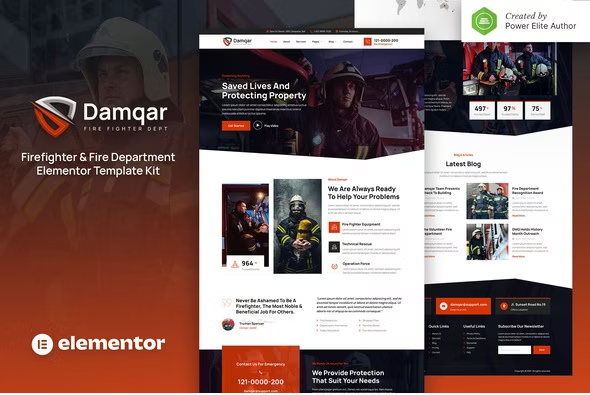 Damqar – Firefighter & Fire Department Elementor Template Kit