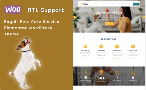 Engal - Pets Care Service Elementor WordPress Theme