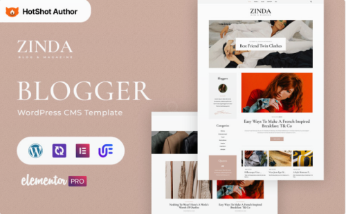 Zinda - Fashion Blog WordPress Elementor Theme WordPress Theme