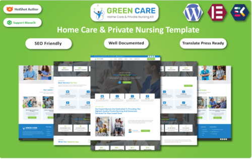 Green Care - Home Care & Private Nursing WordPress Elementor Template WordPress Theme