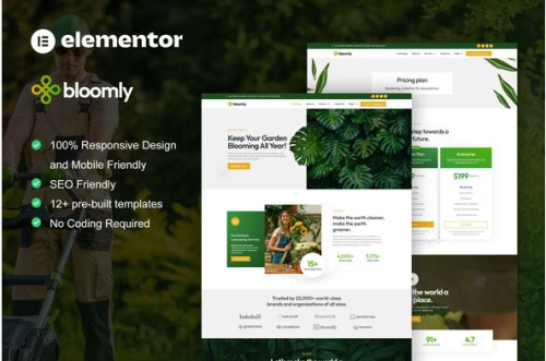 Bloomly - Landscape & Gardening Service Elementor Pro Template Kit