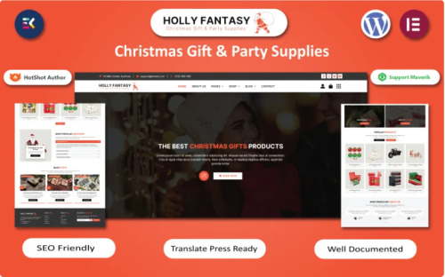 Holly Fantasy - Christmas Gifts & New Year Party Supplies WordPress Template WordPress Theme