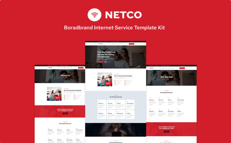 Netco - Boradband Internet Service Elementor Template Kit Elementor Kit