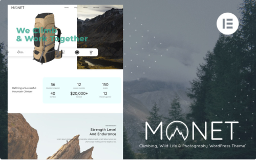 Monet - Climbing, Wild Life & Photography WordPress Theme