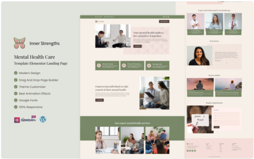 Inner Strength - Mental Health Care Services Elementor Landing Page Elementor Kit