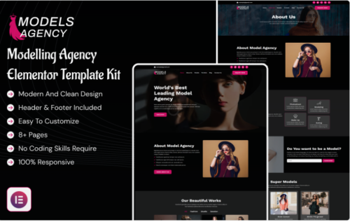 Model Agency - Modelling Agency Elementor Template Kit Elementor Kit