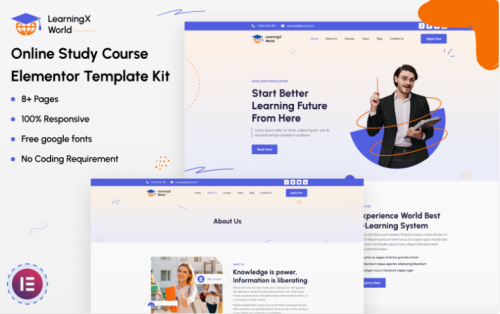 LearningX World - Online Study Course Elementor Template Kit Elementor Kit