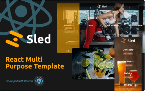 Sled | React Website template for Halloween Gym, Restaurant, Bar and Multipurpose Template Website Template