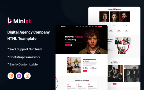 Minist - Minimal and Digital Agency Company Website Template