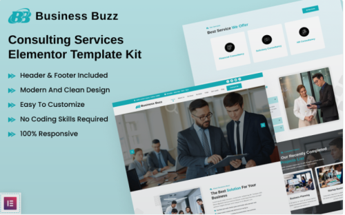 Business Buzz - Consulting Services Elementor Template Kit Elementor Kit