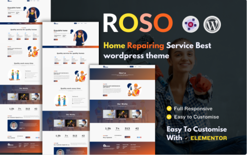 Roso Quality Home Repairing Service - Wordpress Theme WordPress Theme