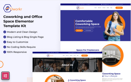 Coworkr - Coworking and Office Space Elementor Template Kit Elementor Kit Coworkr - Coworking and Office Space Elementor Template Kit Elementor Kit