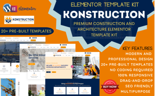 Konstruction - Construction & Architecture Company, and Building Service Elementor Template Kit Elementor Kit