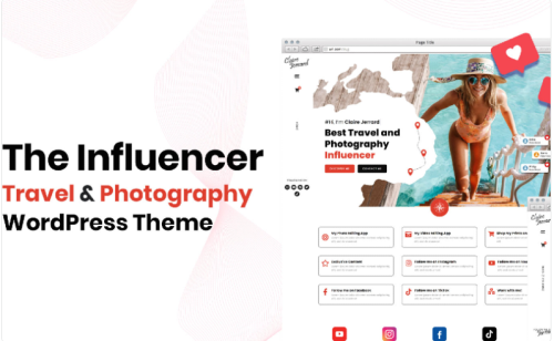The Influencer - travel and photography wordpres and woocommerce elementor theme WordPress Theme
