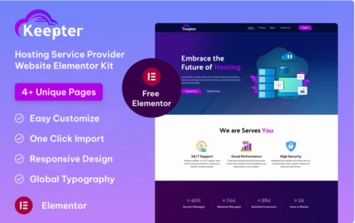 Keepter Hosting Service Provider WordPress Website Elementor Kit