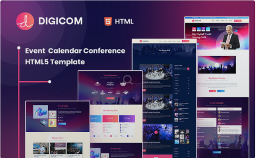 agency ,artist, business, calendar ,cinema, company, conference ,corporate ,education ,event ,events, financial, meeting, music ,personal, portfolio, reservation ,sports, tickets, event, management, Digicom Event Calendar & Conference HTML5 Template Website Template