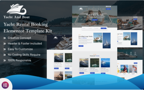 Yacht And Boat - Yatch Rental Booking Elementor Template Kit Elementor Kit
