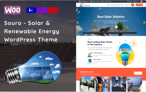 Souro - Solar & Renewable Energy WordPress Theme