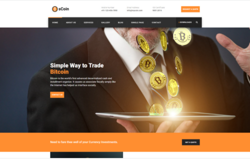 sCoin Crypto Currency HTML5 Template Website Template