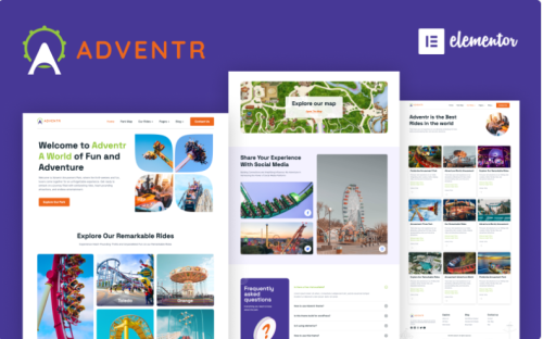 Adventr Free - Water & Amusement Park WordPress Elementor Theme WordPress Theme