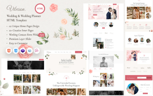 Vibeson - Elegant Wedding Planner Event Photography HTML Template Website Template