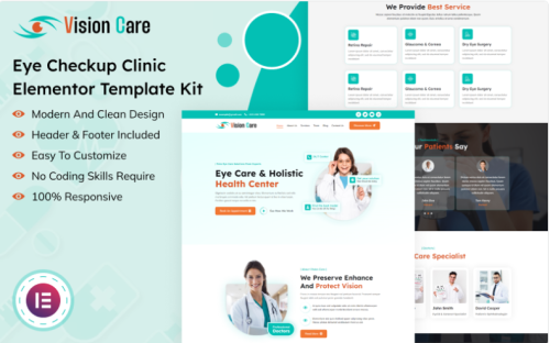 Vision Care - Eye Checkup Clinic Elementor Template Kit Elementor Kit