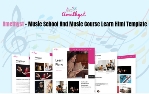 Amethyst - Music School And Music Course Learn Html Template Website Template