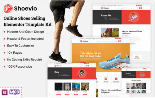 Shoevio - Online Shoes Selling Elementor Template Kit Elementor Kit