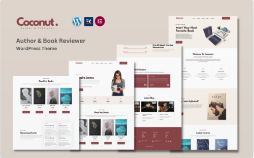 author ,book, books ,education, minimal ,modern ,page, personal, reading ,responsive ,writer, wordpress ,blog, ebook, elementor, Coconut - Book Author and Book Reviewer WordPress Theme