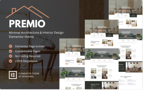 Premio - Minimal Architecture & Interior Design Elementor theme WordPress Theme