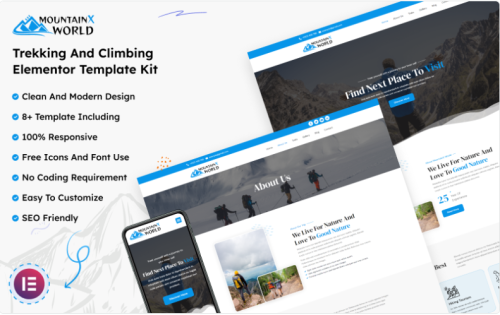 MountainX World - Trakking and Climbing Elementor Template Kit Elementor Kit