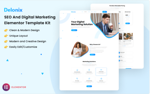 Delonix - SEO and Digital Marketing Elementor Template Kit Elementor Kit